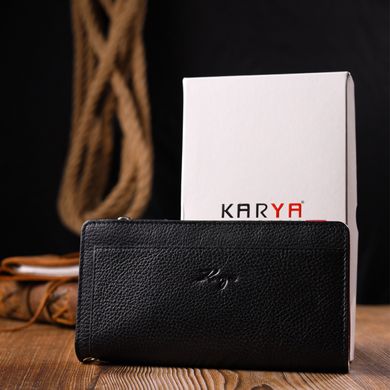 Вместительный кошелек-клатч из натуральной кожи KARYA 21135 Черный