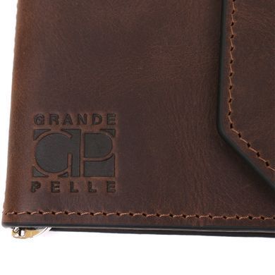 Затискач для грошей вінтажний GRANDE PELLE 11148 Коричневий