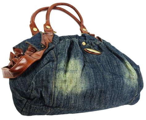 Вместительная женская джинсовая, коттоновая сумка Fashion jeans bag синяя