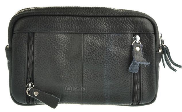 Мужская кожаная сумка-барсетка горизонтального формата 12754, Черный