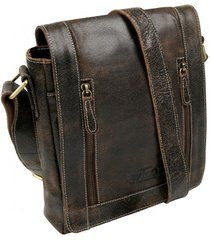 Вертикальна чоловіча шкіряна сумка, листоношка Always Wild 836 Cognac, коричнева