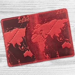 Компактний шкіряний Картхолдер червоного кольору, тиснення "7 wonders of the world"
