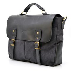Мужская сумка портфель из канвас и лошадиной кожи TARWA AG-3960-3md Черный