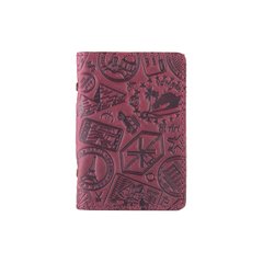Дизайнерська шкіряна обкладинка-органайзер для ID паспорта та інших документів фіолетового кольору, колекція "Let's Go Travel"