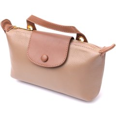 Ідеальна сумка жіноча з цікавим клапаном з натуральної шкіри Vintage 22251 Бежева