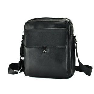 Мужской кожаный черный мессенджер на плечо Tiding Bag NM17-1815-2A Черный
