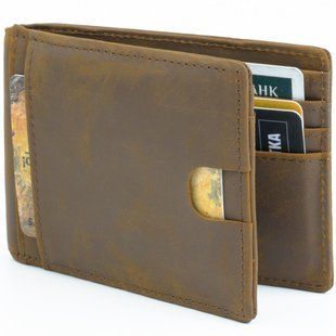 Гаманець з матової шкіри з RFID захистом Vintage sale_14017 Коричневий