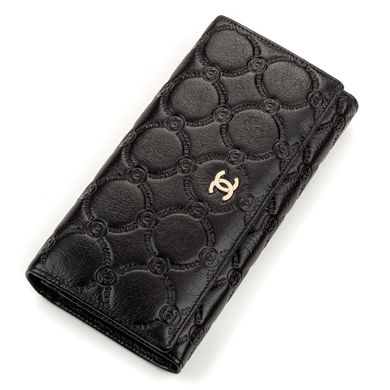 Гаманець жіночий Chanel 13893 з натуральної шкіри Чорний, Чорний