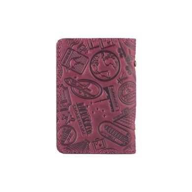 Дизайнерська шкіряна обкладинка-органайзер для ID паспорта та інших документів фіолетового кольору, колекція "Let's Go Travel"