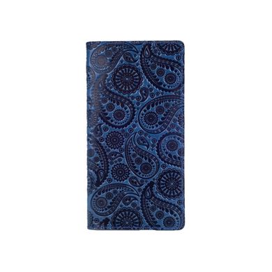 Эргономический голубой бумажник на 14 карт с натуральной глянцевой кожи, коллекция "Buta Art"