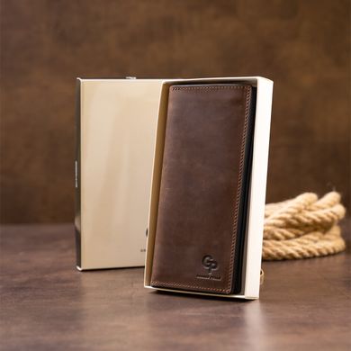 Вертикальный бумажник матовый на магнитной кнопке GRANDE PELLE 11314 Шоколадный
