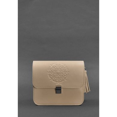 Натуральна шкіряна жіноча бохо-сумка Лілу світло-бежева краст Blanknote BN-BAG-3-light-beige