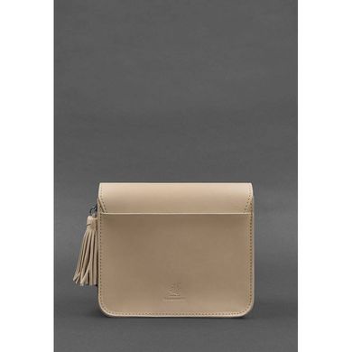 Натуральная кожаная женская бохо-сумка Лилу светло-бежевая краст Blanknote BN-BAG-3-light-beige