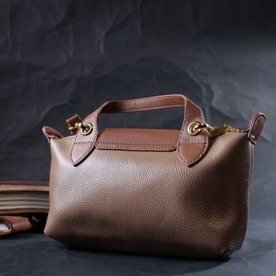Ідеальна сумка жіноча з цікавим клапаном з натуральної шкіри Vintage 22251 Бежева