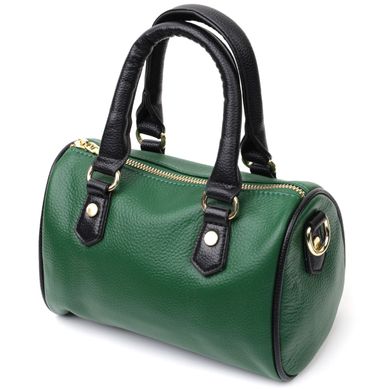Кожаная сумка бочонок с темными акцентами Vintage 22351 Зеленая