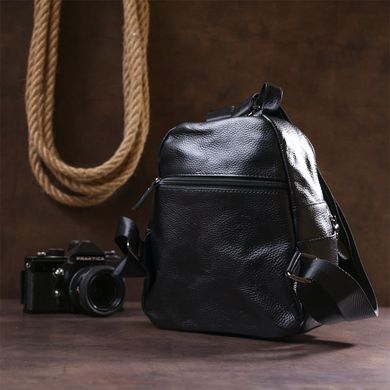 Кожаный небольшой женский рюкзак Vintage 20675 Черный