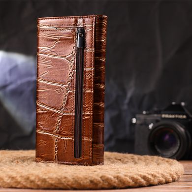 Незвичайний жіночий гаманець із натуральної фактурної шкіри CANPELLINI 21652 Коричневий