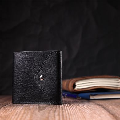 Оригінальний гаманець у стилі унісекс із глянсової натуральної шкіри GRANDE PELLE 16813 Чорний