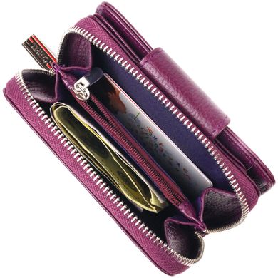 Практичний вертикальний портмоне для жінок з монетницею на блискавці з натуральної шкіри флотар CANPELLINI 21601 Фіолетовий