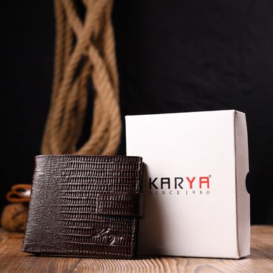 Практичний чоловічий гаманець із фактурної шкіри KARYA 21036 Коричневий