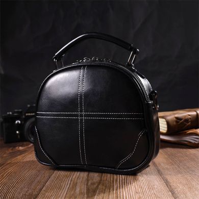 Женская глянцевая сумка на плечо из натуральной кожи 22130 Vintage Черная