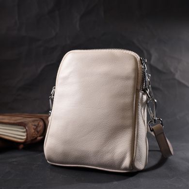 Женская небольшая вертикальная сумка на два отделения из натуральной кожи Vintage 22401 Белая