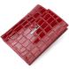Лакований жіночий гаманець на магніті з натуральної шкіри з тисненням під крокодила KARYA 21186 Червоний
