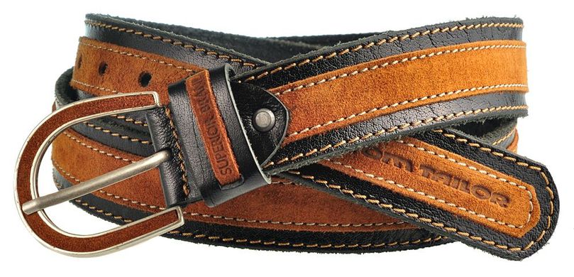 Кожаный стильный брендовый ремень Tom Tailor 12990, Коричневый