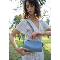 Натуральная кожаная сумка поясная-кроссбоди Cylinder голубая Blanknote TW-Cilindr-blue