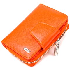 Яркое вертикальное портмоне для женщин с монетницей на молнии из натуральной кожи флотар CANPELLINI 21602 Оранжевое