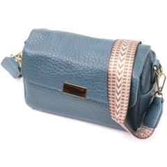 Відмінна шкіряна сумка з оригінальною плечовою лямкою Vintage 22402 Синя