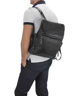 Мужской кожаный рюкзак черный Tiding Bag M35-1017A Черный
