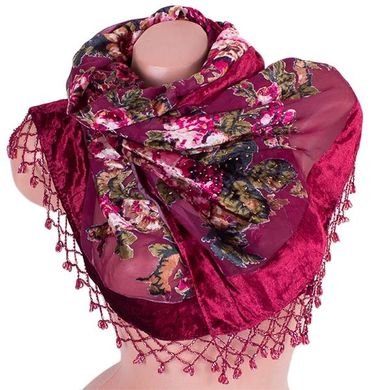 Бархатный красивый женский шарф ETERNO ES0206-29-1, Бордовый