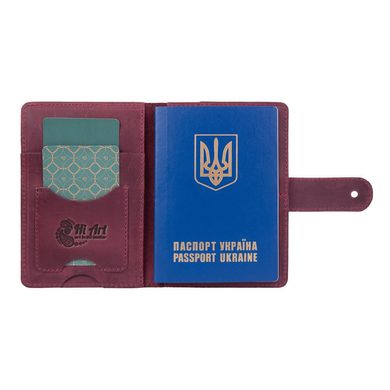 Кожаное портмоне для паспорта / ID документов HiArt PB-02/1 Shabby Plum "Buta Art"