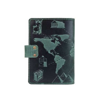 Кожаное портмоне для паспорта / ID документов HiArt PB-03S/1 Shabby Alga "7 wonders of the world"