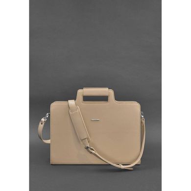 Женская кожаная сумка для ноутбука и документов светло-бежевая Blanknote BN-BAG-36-light-beige