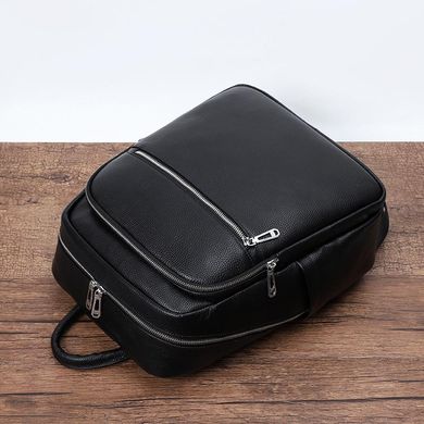 Мужской кожаный рюкзак на два отдела TIDING BAG FL-N2-0201A Черный