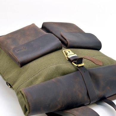Ролл-ап городской рюкзак ткань канвас и лошадиная кожа TARWA RH-3462-4lx
