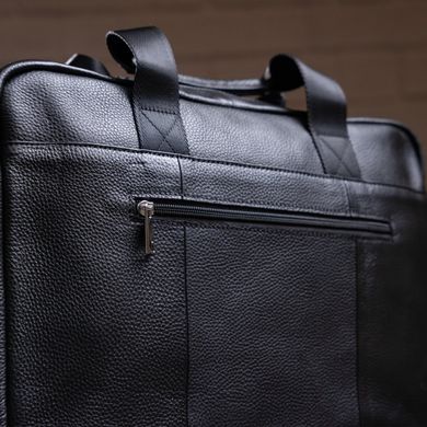 Ділова чоловіча сумка з зернистої шкіри Vintage 14886 Чорна