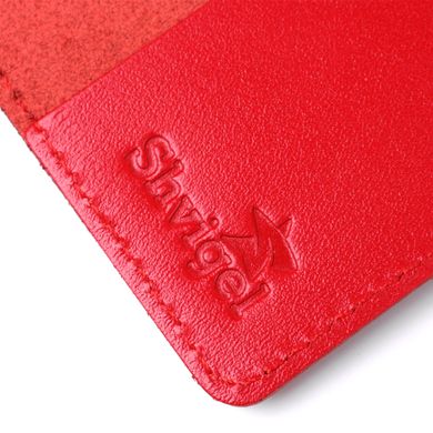 Шкіряна обкладинка на паспорт з картою і рамкою SHVIGEL 13981 Червона