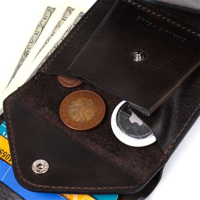 Чоловічий гаманець із глянсової натуральної шкіри GRANDE PELLE 16814 Коричневий