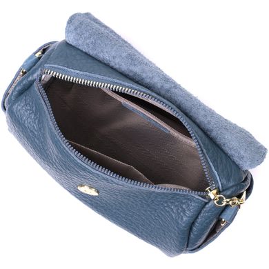 Отличная кожаная женская сумка с оригинальной плечевой лямкой Vintage 22402 Синяя