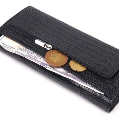 Відмінний фактурний горизонтальний жіночий гаманець з натуральної шкіри CANPELLINI 21653 Чорний