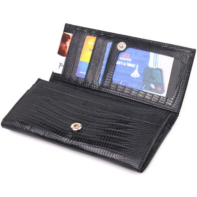 Відмінний фактурний горизонтальний жіночий гаманець з натуральної шкіри CANPELLINI 21653 Чорний