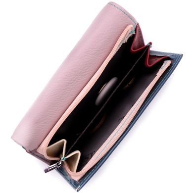 Практичный женский кошелек в три сложения из натуральной кожи ST Leather 19445 Разноцветный