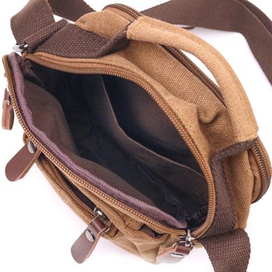 Стильная мужская сумка из плотного текстиля 21245 Vintage Коричневая