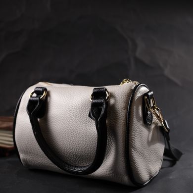 Женская сумка бочонок с темными акцентами Vintage 22352 Белая