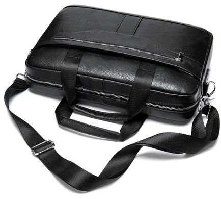 Деловая мужская сумка из зернистой кожи Vintage 14886 Черная