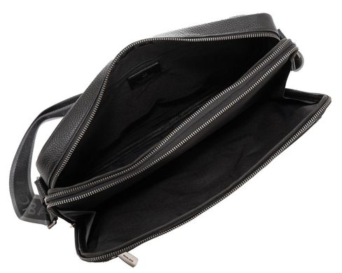 Мужская средняя кожаная черная сумка через плечо мессенджер Royal Bag RB2970051 Черный