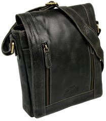 Мужская вертикальная кожаная сумка-почтальонка Always Wild 836 Black, черная